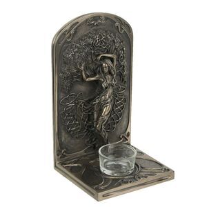 Earth Life Magic Bronze Resin Decorative Bookend Pagan Tealight Candle Holder